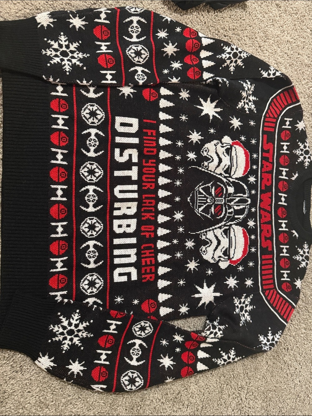 Star Wars Men’s Black Red & White 'I Find Your Lack of Cheer' Crewneck Sweater
